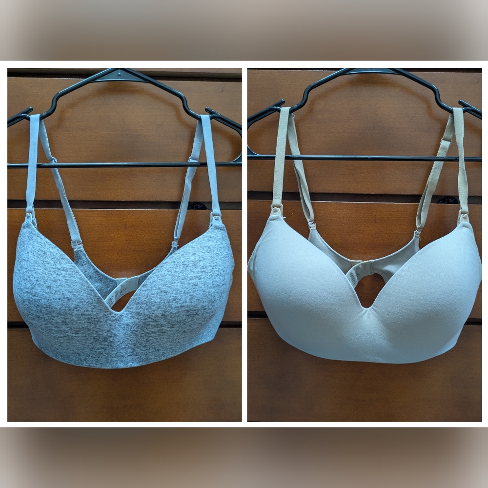 Soma Gray and Cream Structured Bras with Adjustable Straps